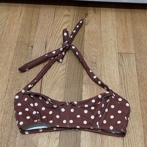 New REFORMATION Betty polka dot bikini top